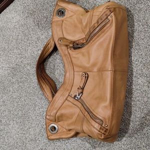 B Makowski Tan Cognac Beige Leather Bag